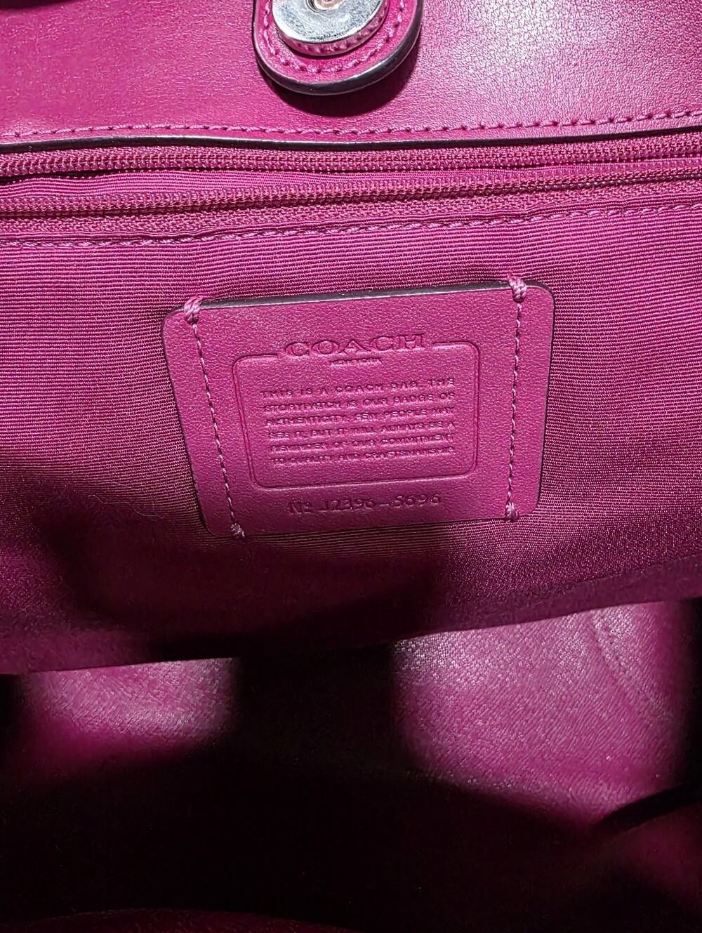Coach Brown Signature Tote with Pink Trim and Charm - Picture 2 of 3